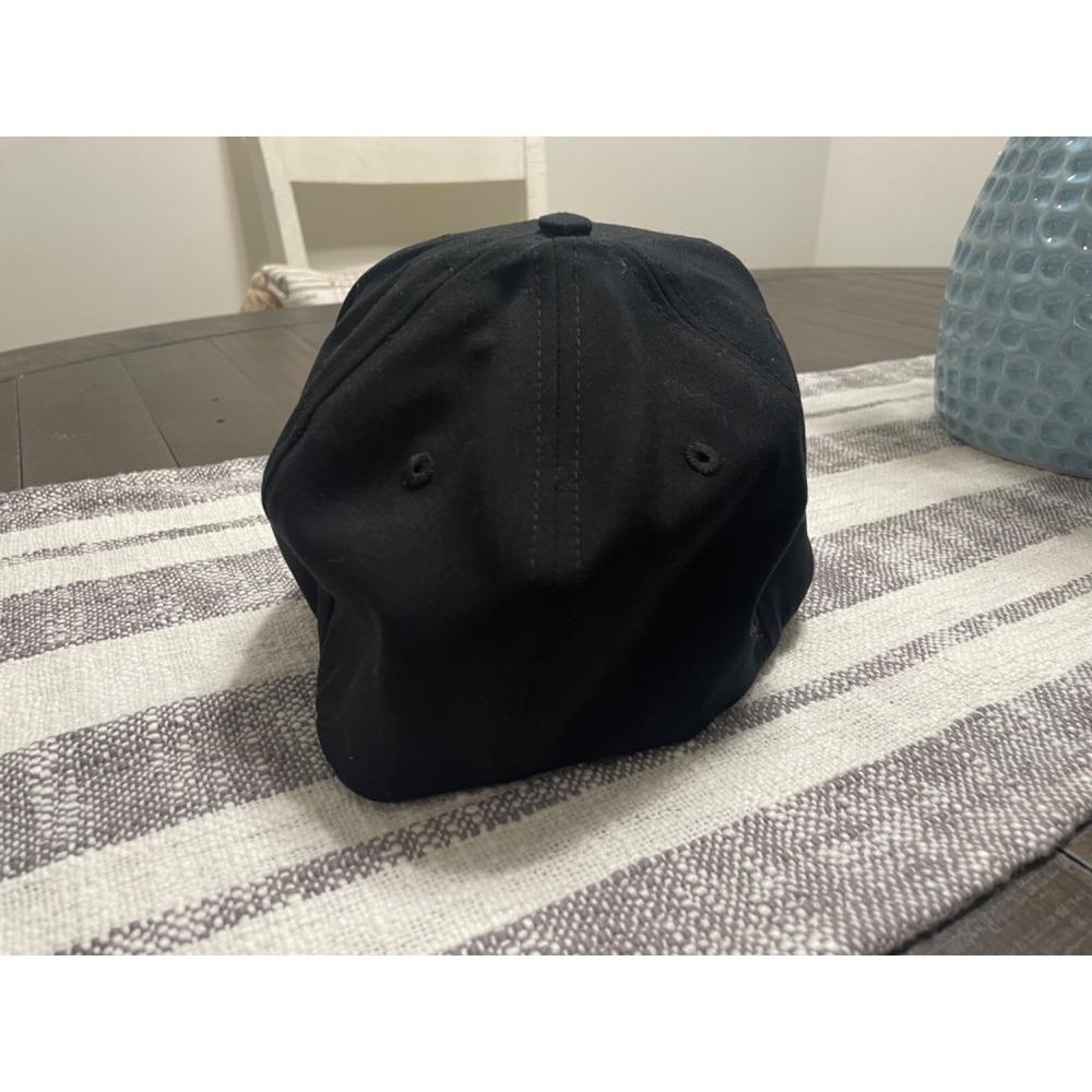 Short Par 4 Golf Hat OSFM Black Embroidered Stretch Fit Baseball Cap - Picture 3 of 6